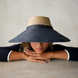 RIRI Duo Jute Handwoven Straw Hat in Natural & Black