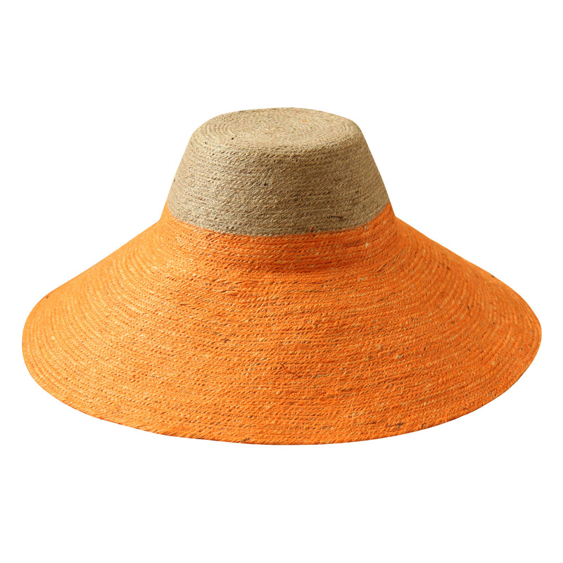 RIRI Duo Jute Handwoven Straw Hat in Pumpkin Orange