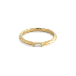 Knife Edge Baguette Diamond Ring - 14K Yellow Gold