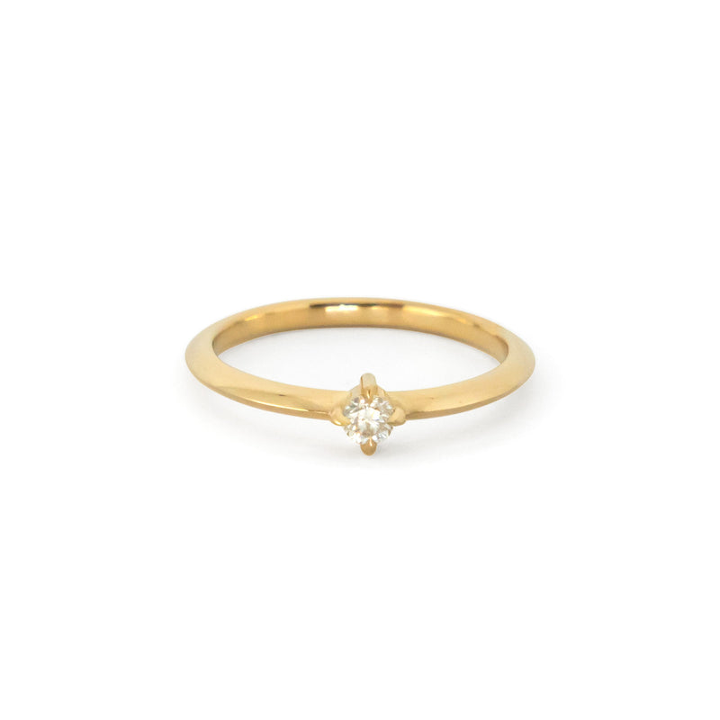 Knife Edge Solitaire Ring - 14k Yellow Gold