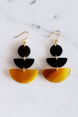 Saigon 16K Gold Plated Geometric Statement Buffalo Horn Earrings