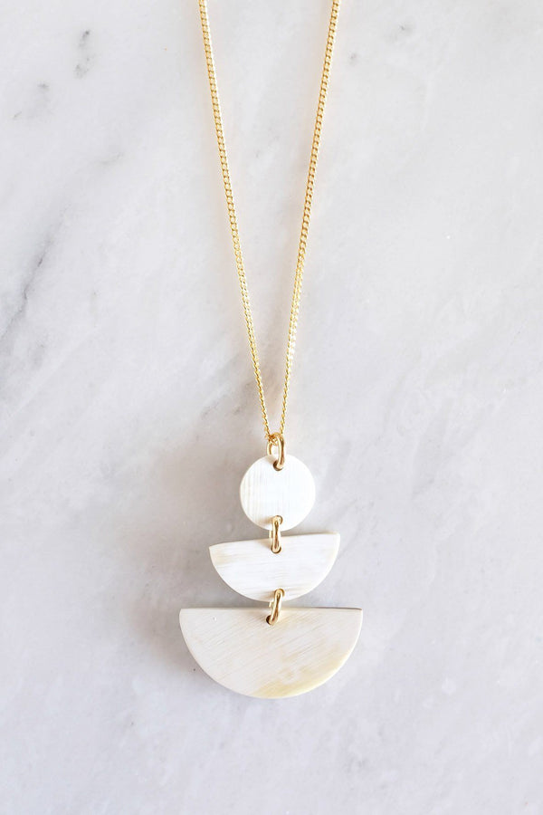 Saigon Geometric Buffalo Horn Pendant Necklace