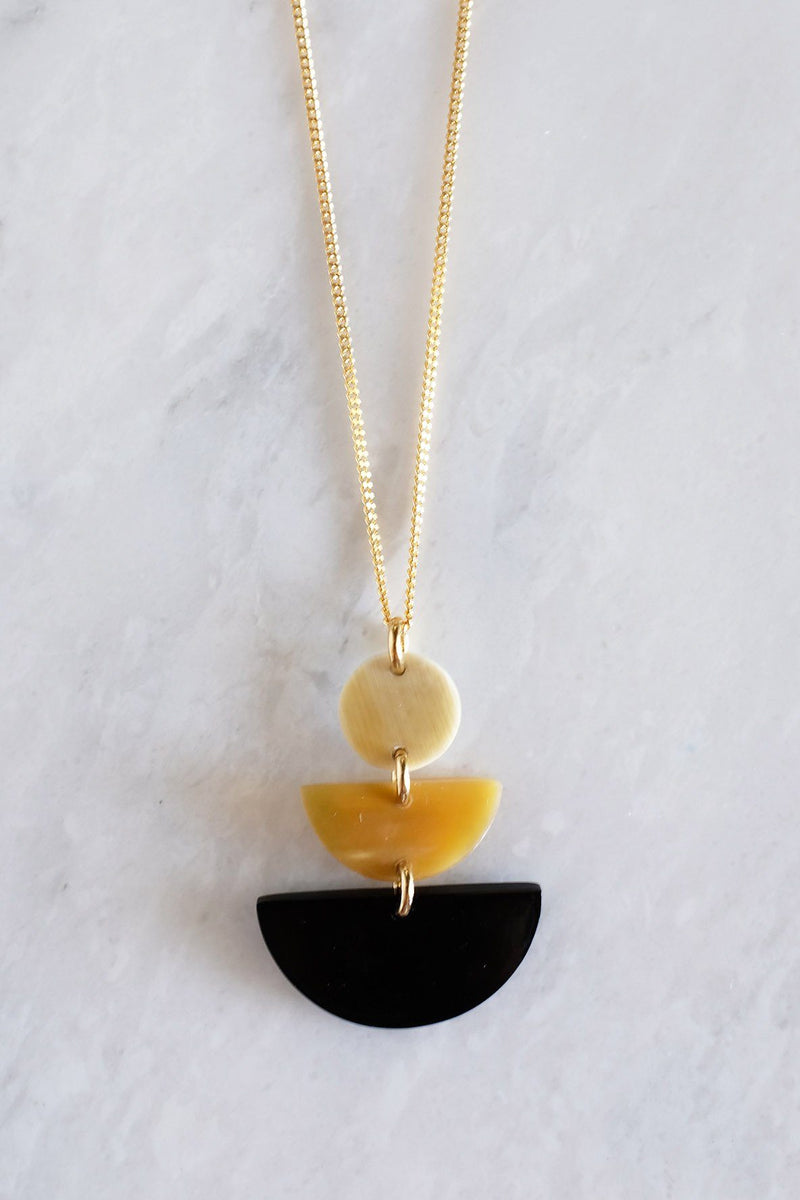 Saigon Geometric Buffalo Horn Pendant Necklace