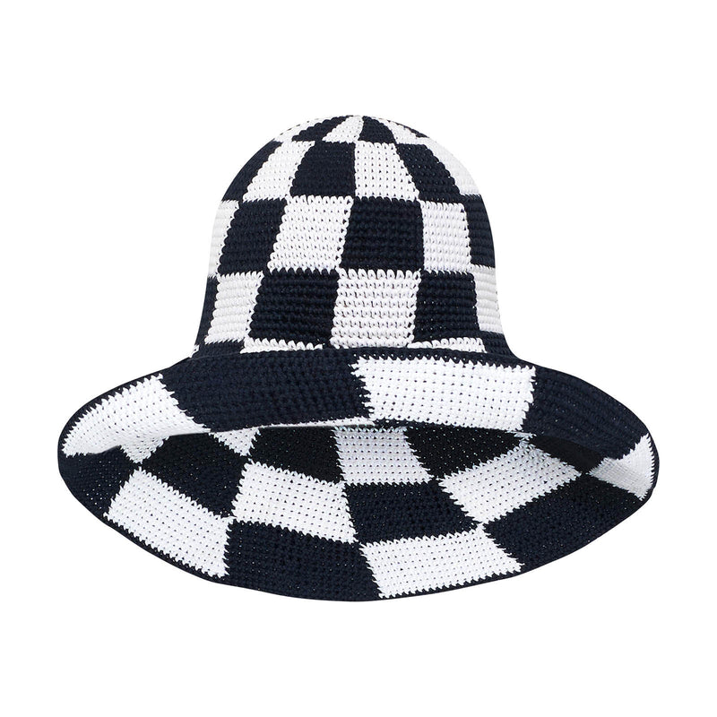 SHILO Checkered Crochet Hat in Black & White