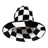 SHILO Checkered Crochet Hat in Black & White