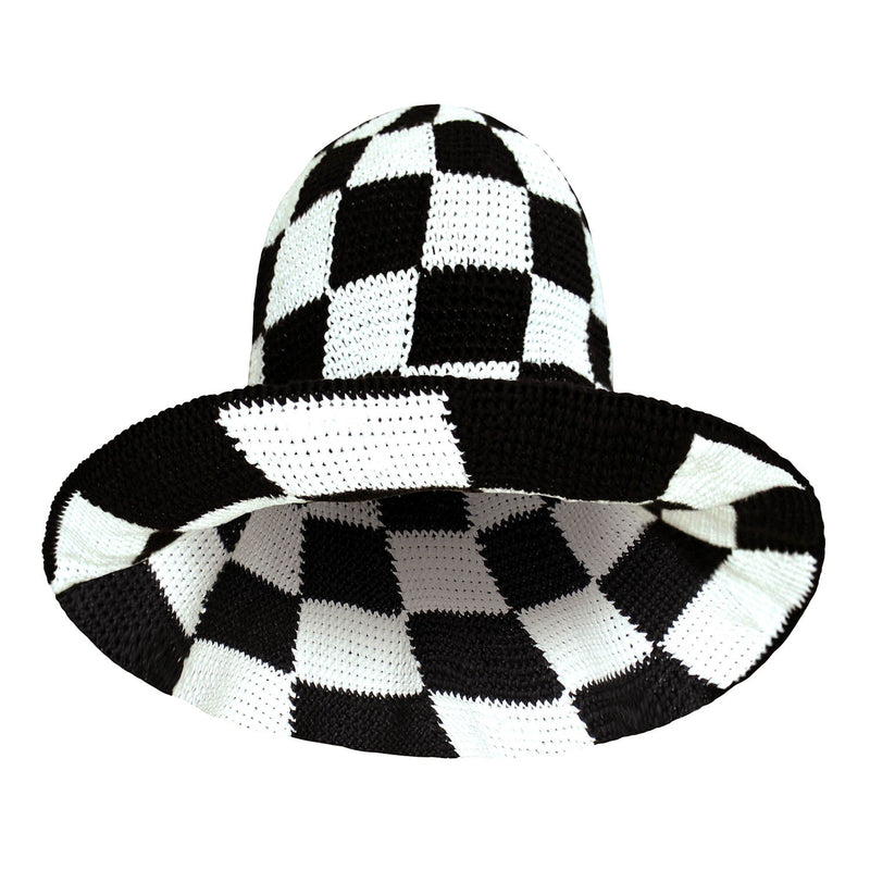 SHILO Checkered Crochet Hat in Black & White