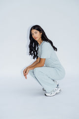 Ribbed Polo Jumpsuit Silver