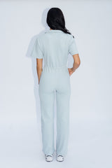 Ribbed Polo Jumpsuit Silver