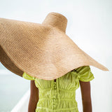 SOLANA Oversized Straw Hat in Toasted Beige