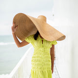 SOLANA Oversized Straw Hat in Toasted Beige