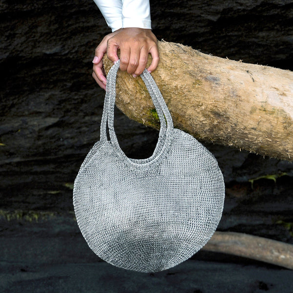 Sol Wire Tote Bag In Silver