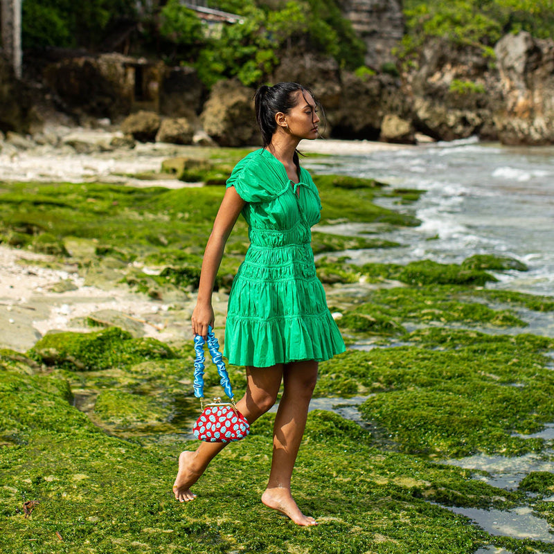 SRIKANDI Ruffle Cotton Dress in Kelly Green