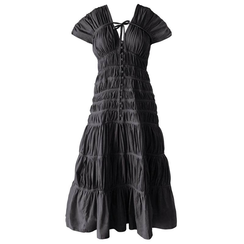 SRIKANDI Ruffle Maxi Dress in Black