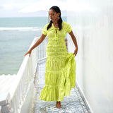 SRIKANDI Ruffle Maxi Dress in Lime Green