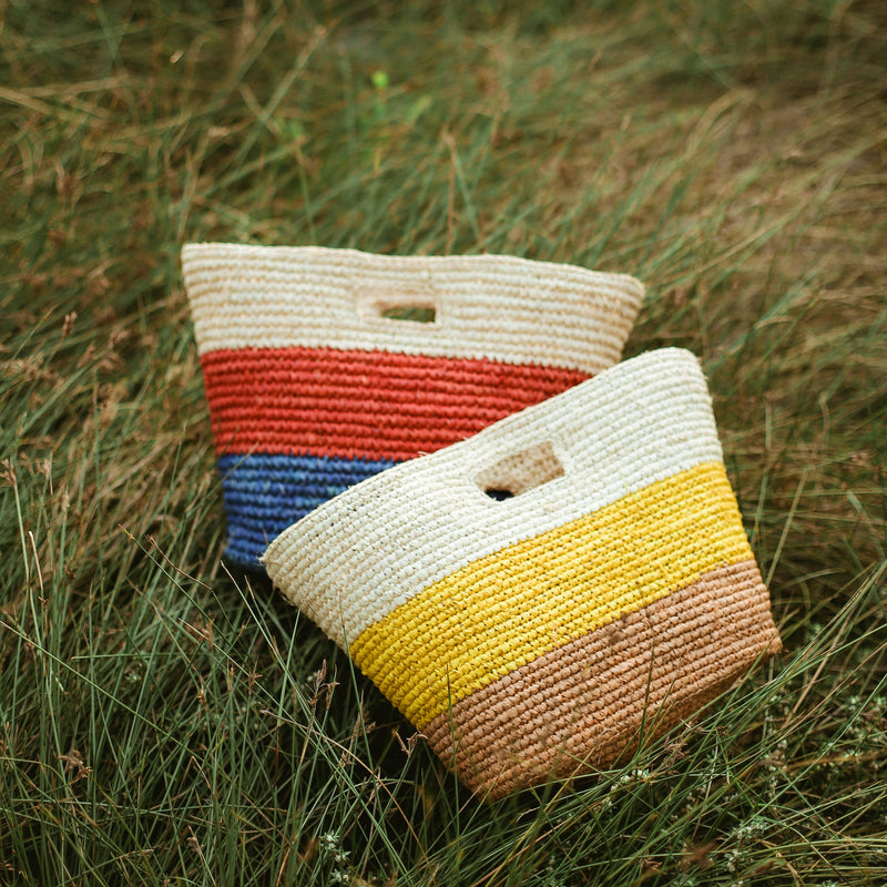 Sayan Raffia Tote Bag, in Yellow & Beige