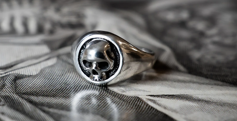 Skull Signet Ring in Sterling Silver *New*