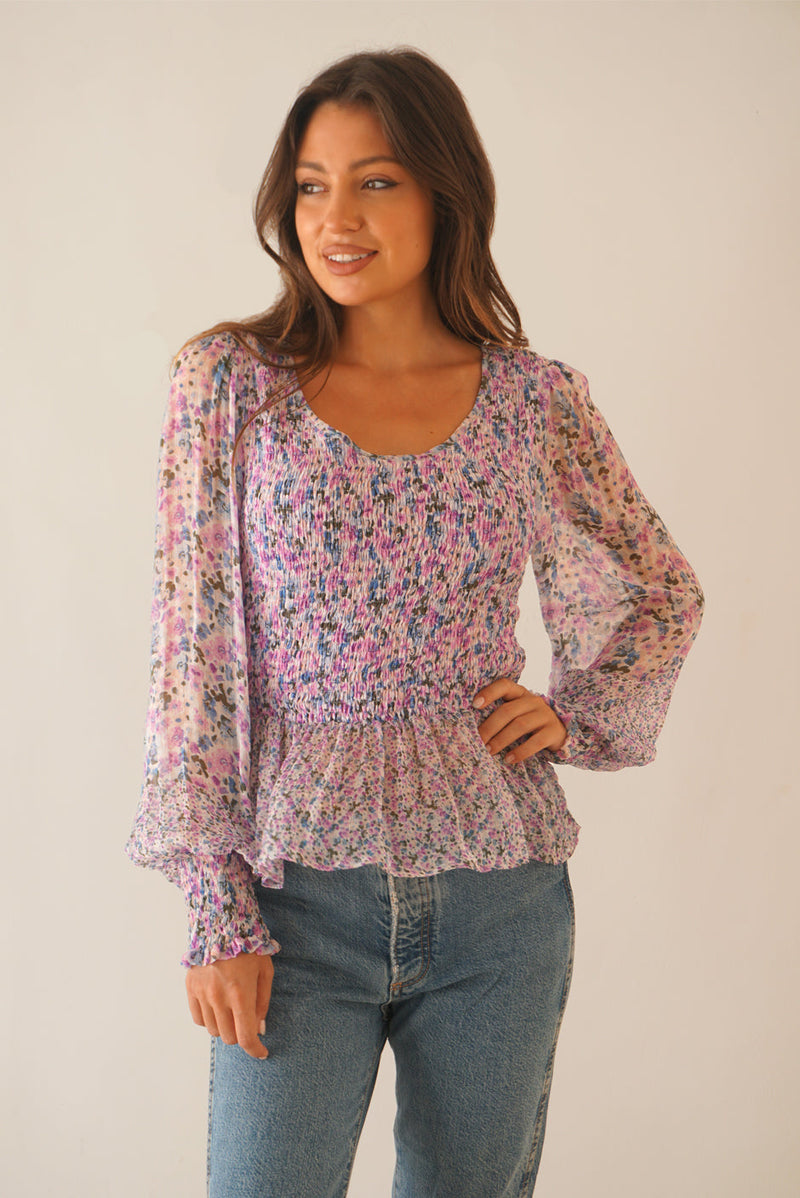 Stella Top In Lilac Garden