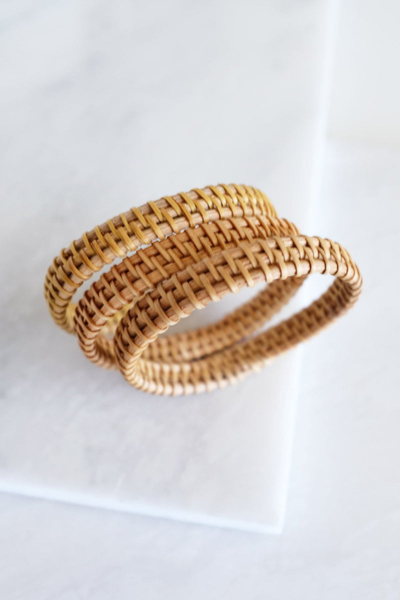 Thien Natural Handwoven Rattan Bangle Bracelet (3pcs)