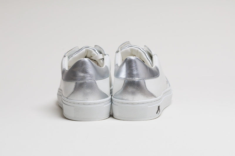 Spanish White Leather Low Top With Metallic Leather Finishing