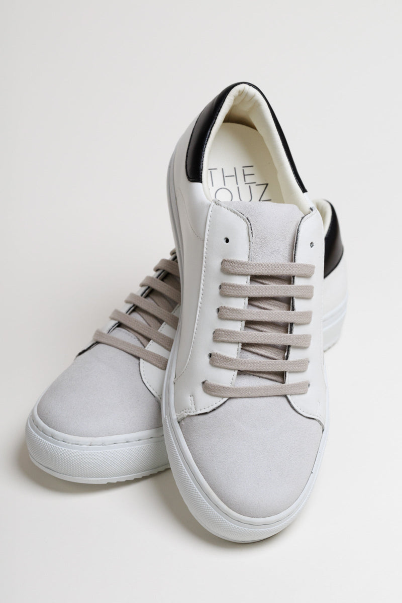 Spanish White Leather Low Top With Spanish Suede and White Leather Finishing