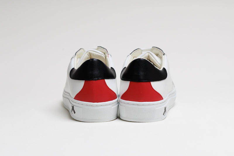 Spanish White Leather Low Top With Black & Red Leather Finishing