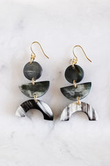 Vui Mung Geometric Buffalo Horn Statement Earrings