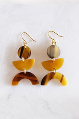 Vui Mung Geometric Buffalo Horn Statement Earrings