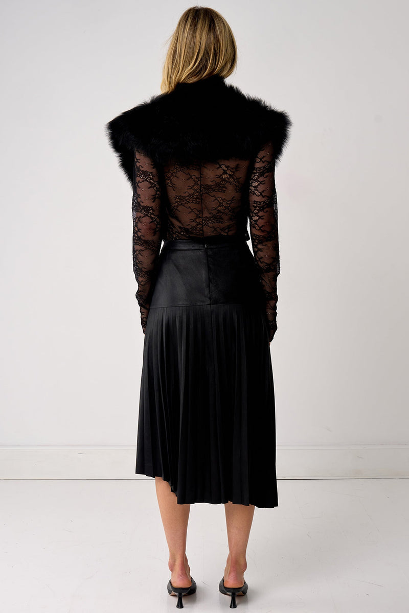 Jersey Oversized Collar Black Shearling