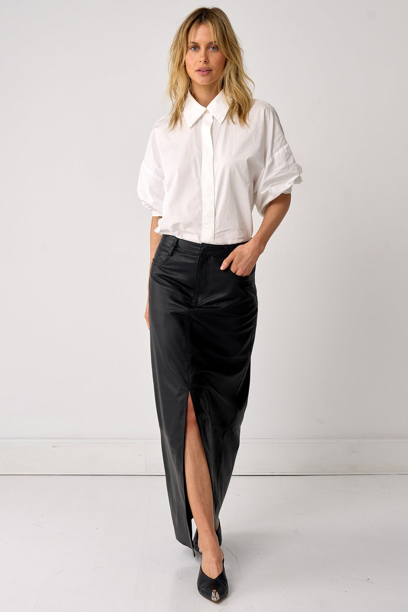 Mercer Maxi Skirt Black Leather