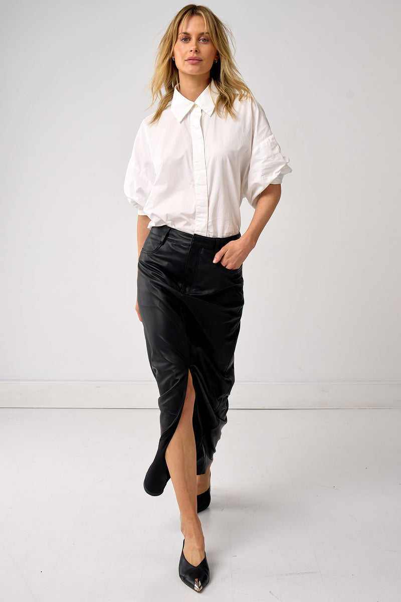 Mercer Maxi Skirt Black Leather