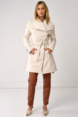 Washington Street Drape Trench Cream Wool