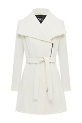 Washington Street Drape Trench Cream Wool