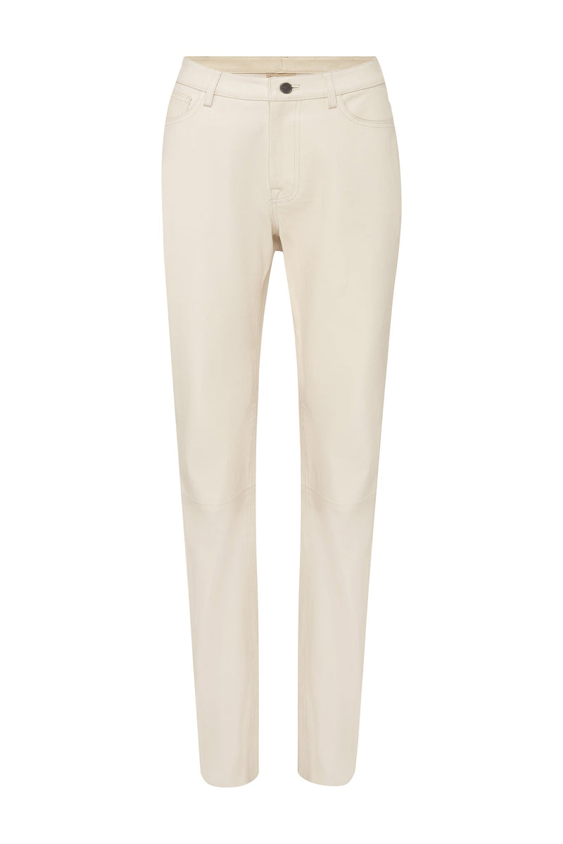 Grove Straight Leg Pant Seashell White Stretch Leather