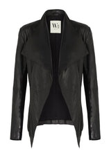 Isabella Drape Jacket Black Leather