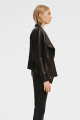 Isabella Drape Jacket Black Leather