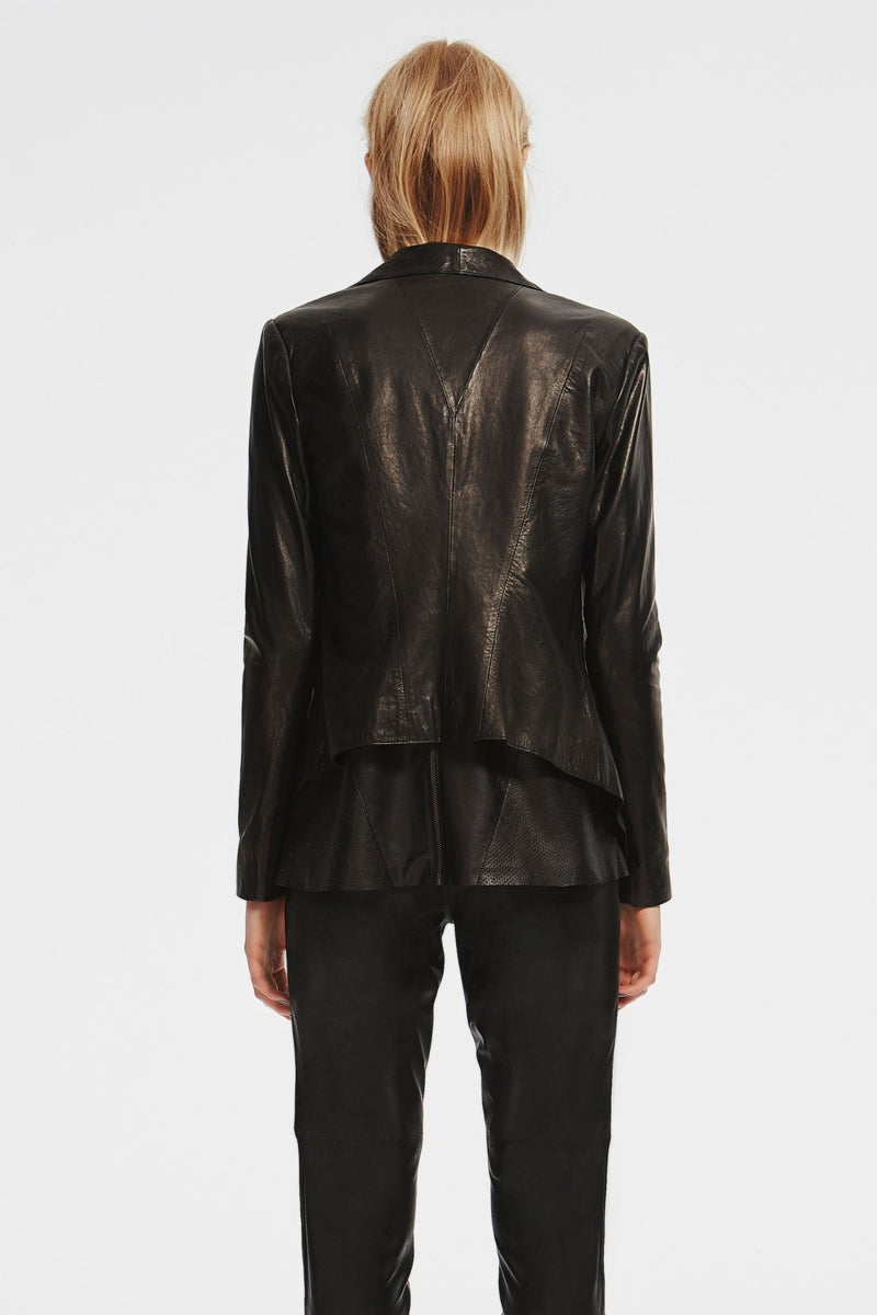 Isabella Drape Jacket Black Leather