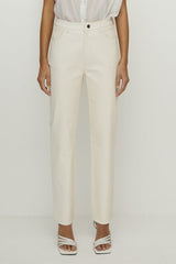 Grove Straight Leg Pant Seashell White Stretch Leather