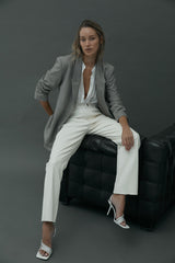 Grove Straight Leg Pant Seashell White Stretch Leather