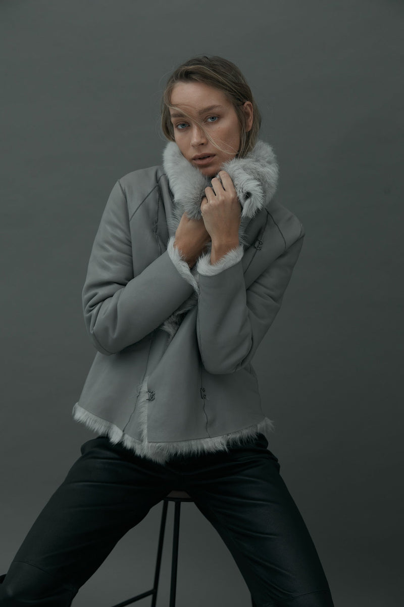 Sutton Place Shearling Coat Moonlight Grey Shearling