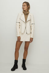 Greenwich Street Motor Jacket Seashell White Leather