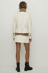 Greenwich Street Motor Jacket Seashell White Leather