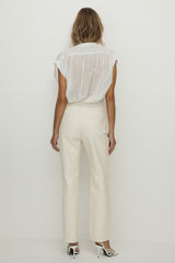 Grove Straight Leg Pant Seashell White Stretch Leather