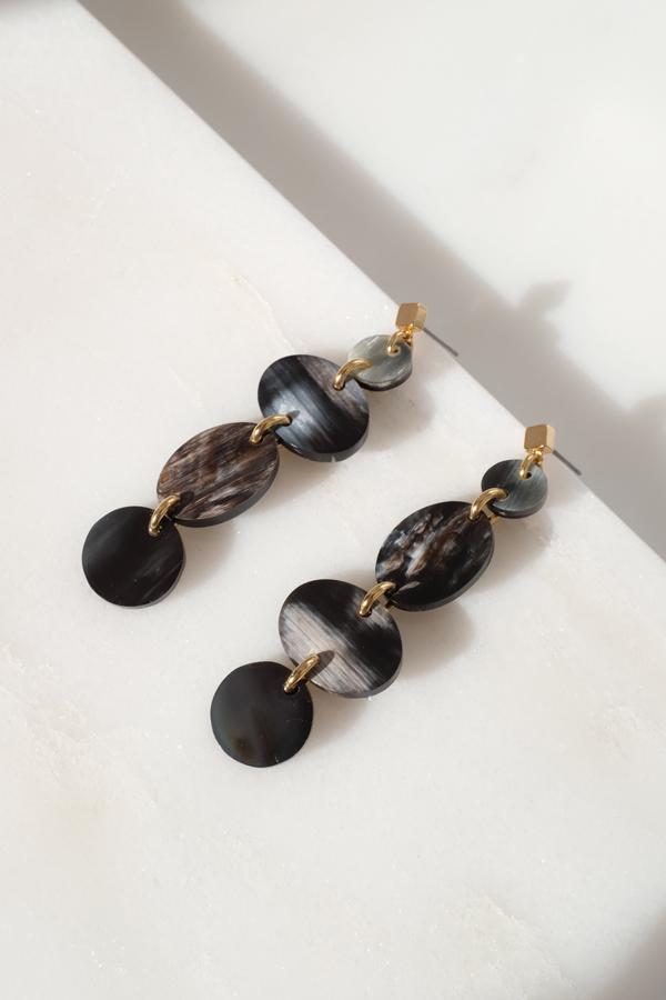 Xinh Xan Asymmetrical Geo Buffalo Horn Dangle Post Earrings