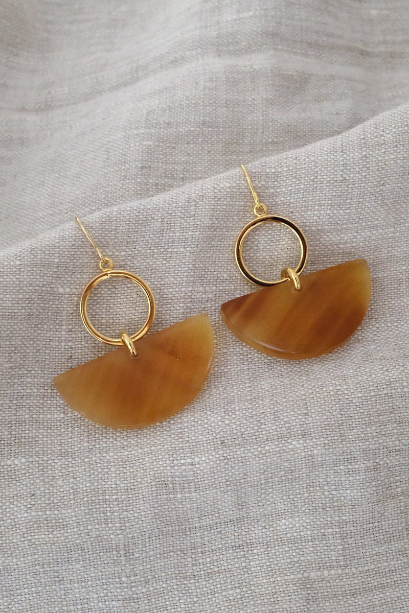 Yang Bay II Buffalo Horn Geometric Statement Dangle Earrings