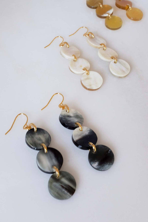 Yen Bai Buffalo Horn Circle Dangle Earrings