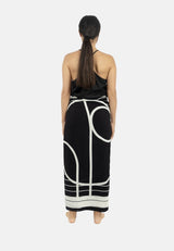 Antibes Beach Sarong  BLACK/CREME