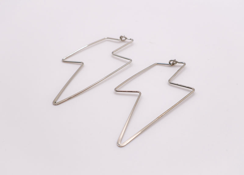 Silver Lightning Bolt Earrings