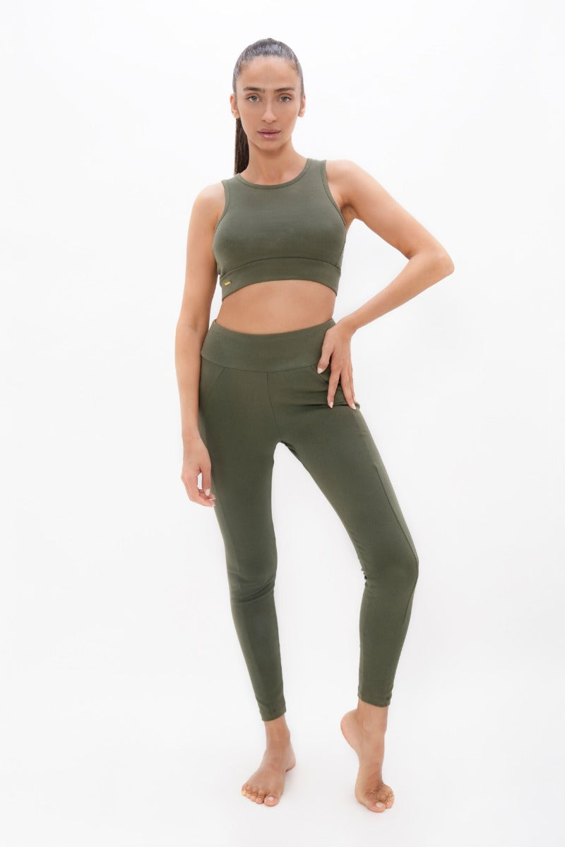 Boston  - Open Back Bra Top - Green Ash