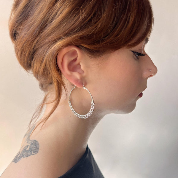 Calla  Hoops Silver Medium