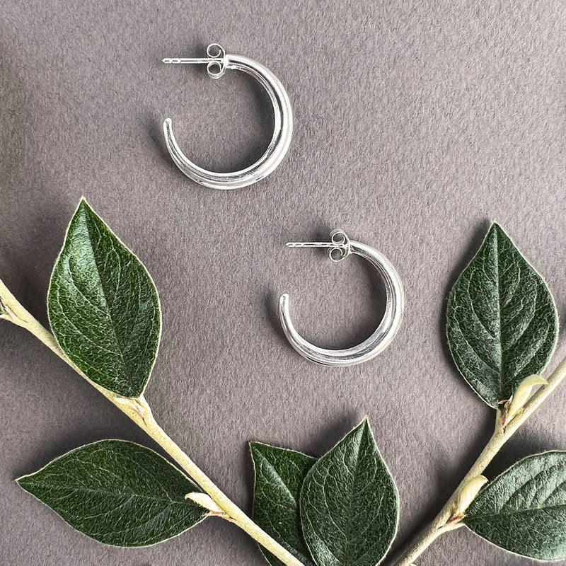 Crescent Hoops Silver Medium